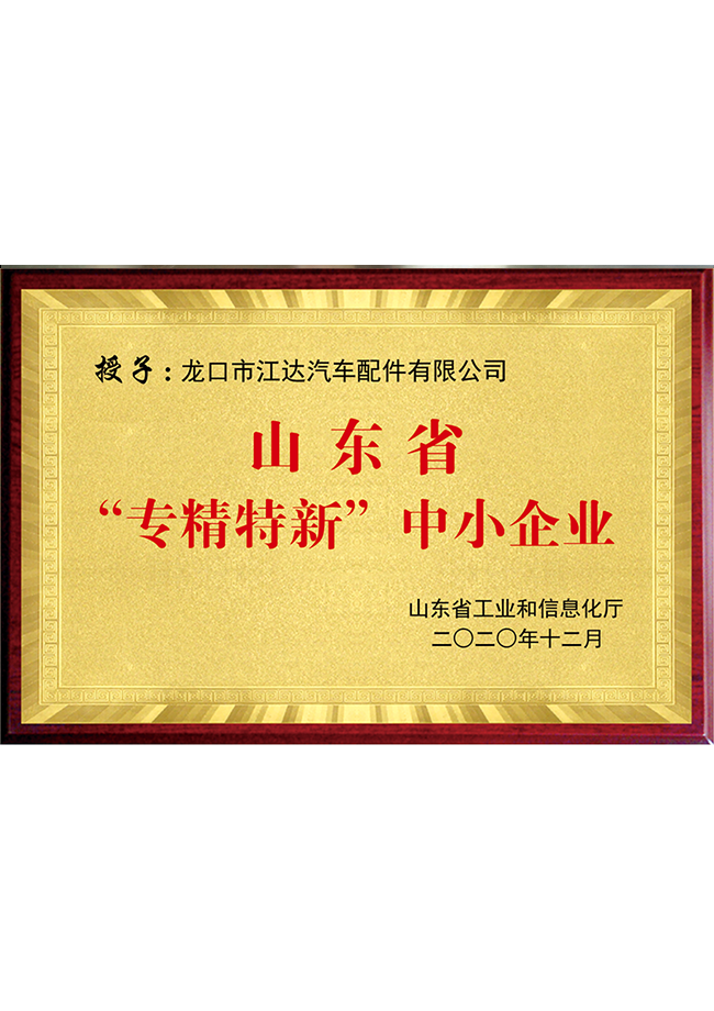 山東省專(zhuān)精特新中小企業(yè)